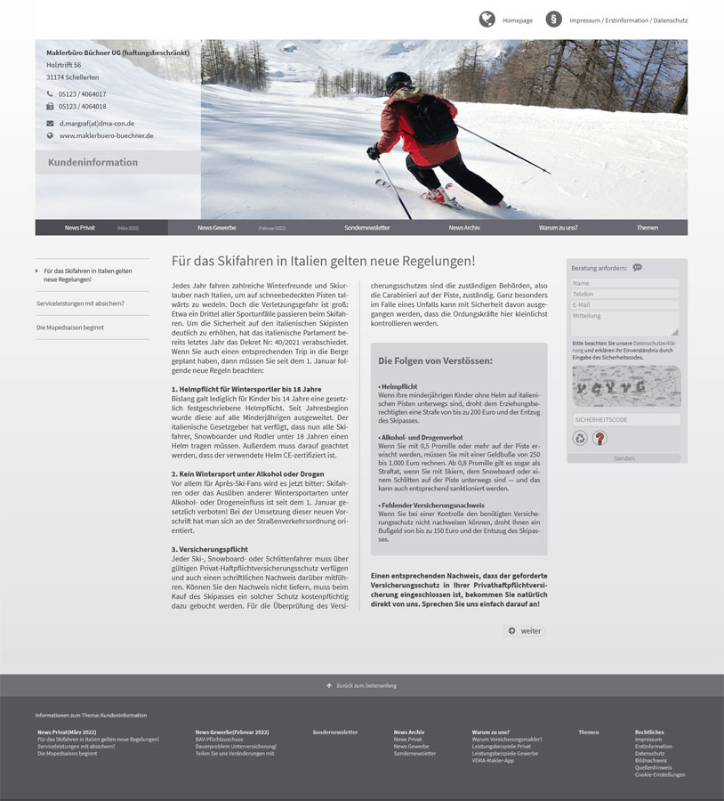 screenshot landingpage vema